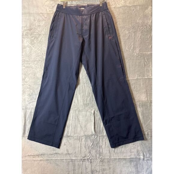 Lululemon Navy Wide Leg Comfortable Pants Zippered Vent Track Pants Size Large - Picture 1 of 13